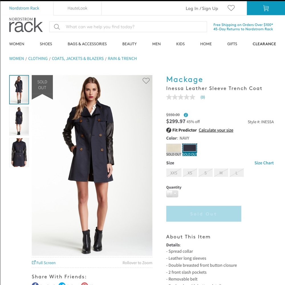 ISO Mackage Inessa Trench size XS